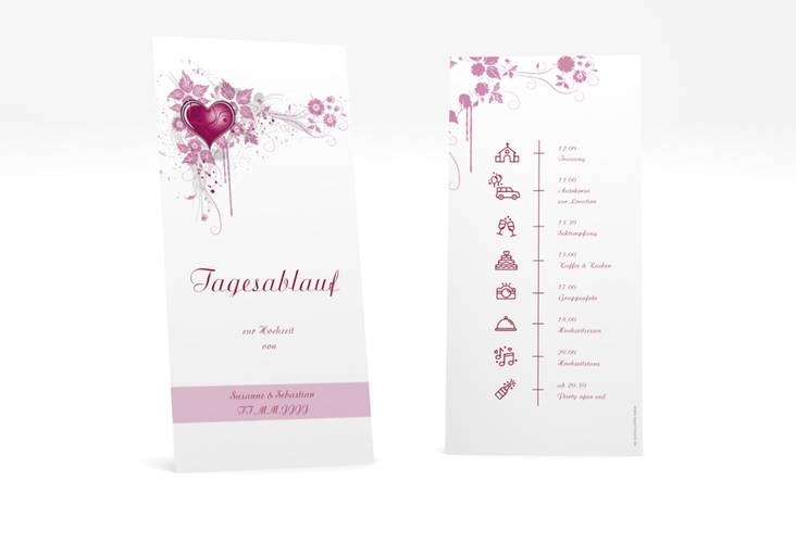 Tagesablauf Hochzeit Triest lange Karte hoch pink hochglanz
