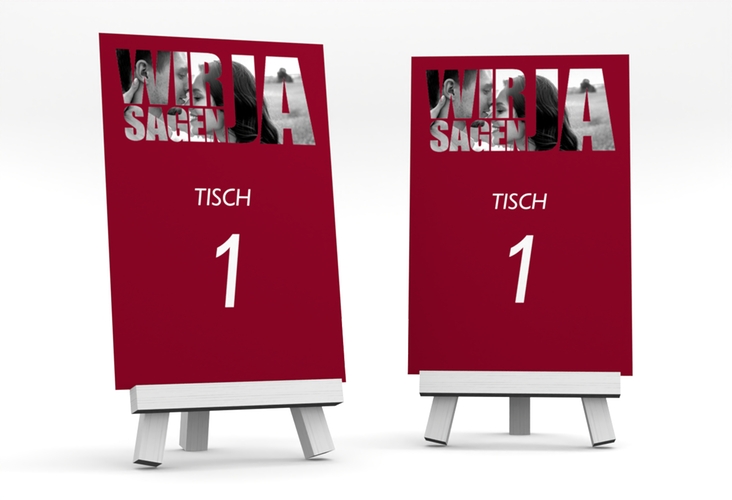 Tischnummer Hochzeit Letters Tischaufsteller rot