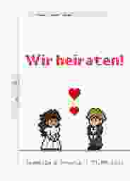 Save the Date-Karte Pixel A6 Karte hoch weiss