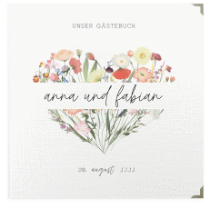 Klick: Details zu Gästebuch Selection Hochzeit "Wildblumenherz" anzeigen Gästebuch Selection Hochzeit Wildblumenherz Leinen-Hardcover bunt