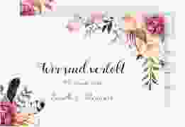 Verlobungskarte Hochzeit "Flowers" A6 Postkarte weiss mit Aquarell-Blumen