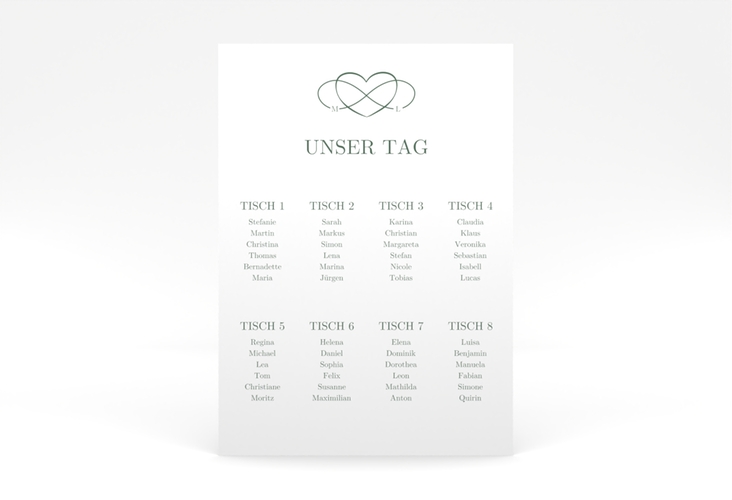 Sitzplan Poster Hochzeit Infinity 50 x 70 cm Poster gruen