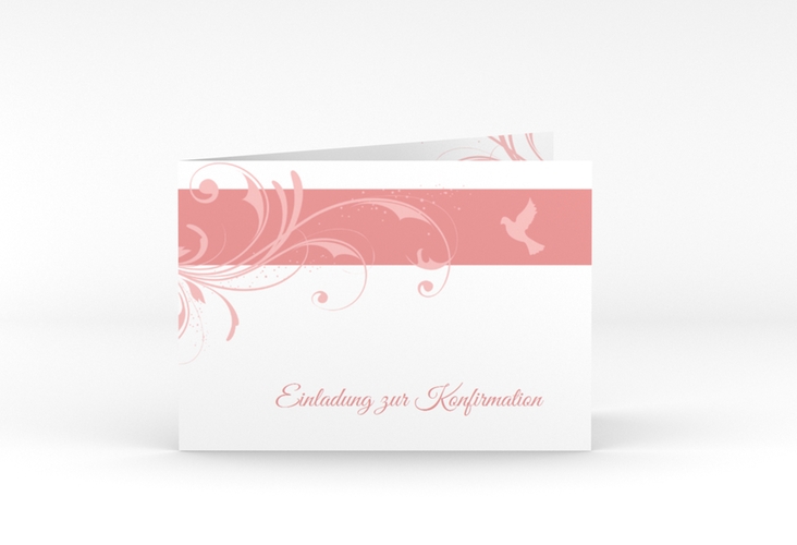 Konfirmationseinladung "Airy" DIN A6 Klappkarte quer rosa