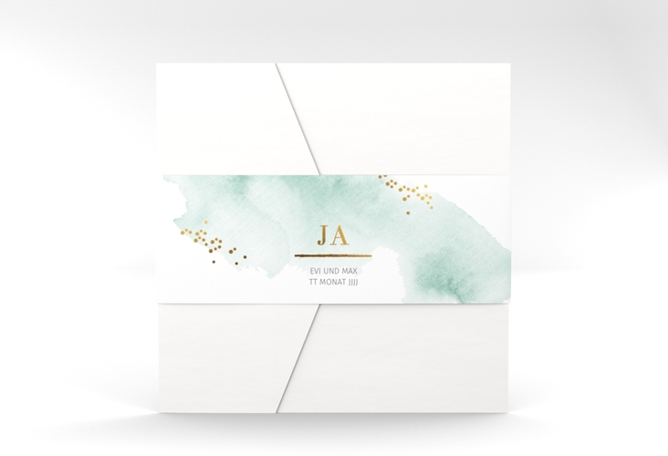 Hochzeitseinladung Pastell Pocketfold mint