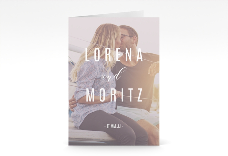 Einladungskarte Hochzeit Memory A6 Klappkarte hoch grau