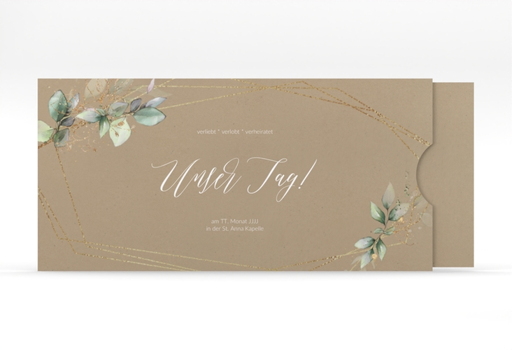 Hochzeitseinladung Greenish Einsteckkarte Kraftpapier