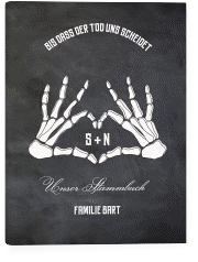 Klick: Details zu Stammbuch A5 "Skeleton" anzeigen Stammbuch A5 Skeleton Stammbuch A5 schwarz mit Skelett-Händen