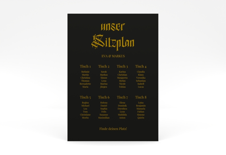 Sitzplan Poster Hochzeit Wednesday 50 x 70 cm Poster schwarz