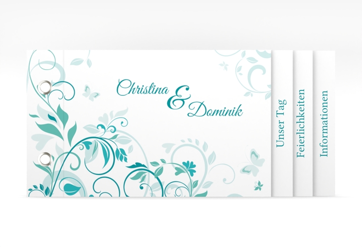 Hochzeitseinladung Lilly Booklet tuerkis hochglanz