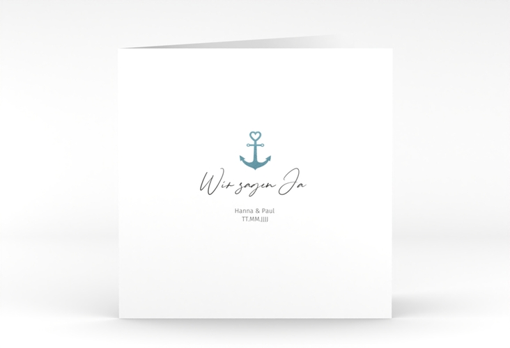 Hochzeitseinladung Ankerliebe quadr. Klappkarte im minimalistischen maritimen Design mit Anker