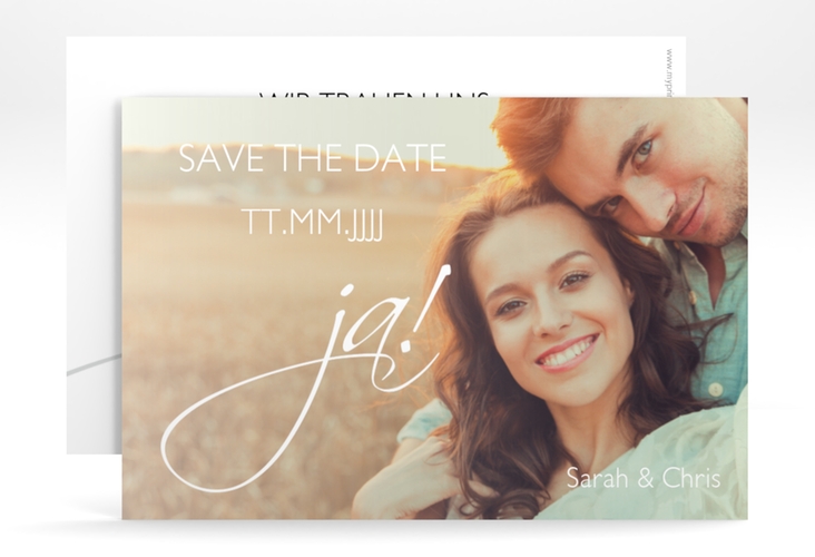 Save the Date-Karte Hochzeit Clarity A6 Karte quer weiss hochglanz