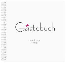 Klick: Details zu Gästebuch Hochzeit "Twohearts" anzeigen Gästebuch Hochzeit Twohearts Ringbindung pink