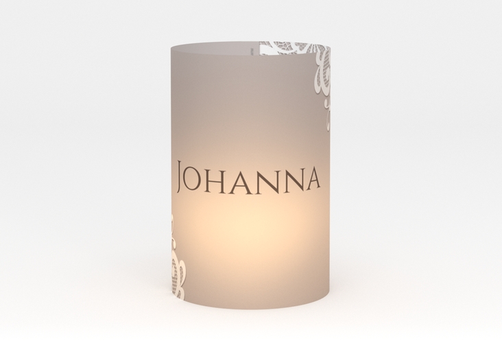 Windlicht Hochzeit Vintage Windlicht grau mit floraler Spitze
