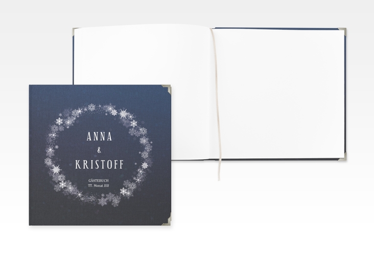 Gästebuch Selection Hochzeit Winterdream Leinen-Hardcover blau mit Eisblumen