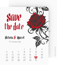 Save the Date-Kalenderblatt Red Rose Kalenderblatt-Karte weiss