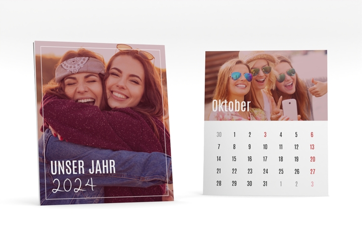 Foto-Tischkalender Zeitpunkt Kalenderblatt-Karte rot hochglanz