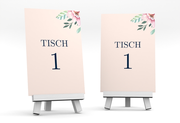 Tischnummer Hochzeit Blooming Tischaufsteller rosa