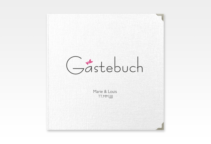 Gästebuch Selection Hochzeit Twohearts Leinen-Hardcover pink