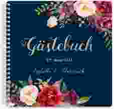 Gästebuch Hochzeit Flowers Ringbindung blau mit bunten Aquarell-Blumen