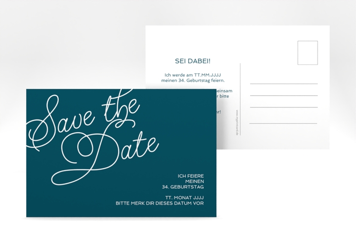 Save the Date-Postkarte Geburtstag Schwungvoll A6 Postkarte