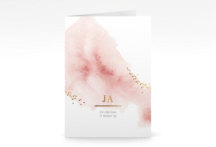 Einladungskarte Hochzeit Pastell A6 Klappkarte hoch rosa