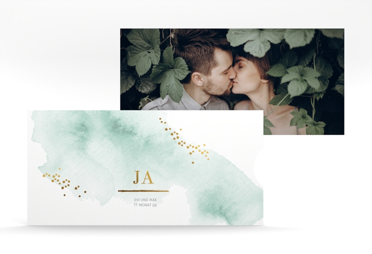 Hochzeitseinladung Pastell Einsteckkarte mint