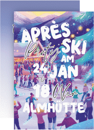 Party Einladungskarte Skiparty A6 Karte hoch bunt