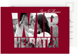 Antwortkarte Hochzeit Letters A6 Postkarte rot