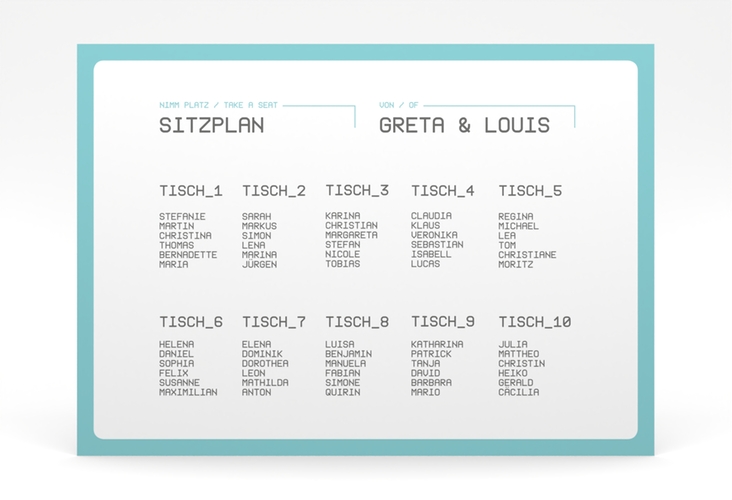 Sitzplan Poster Hochzeit Weddingpass 70 x 50 cm Poster blau
