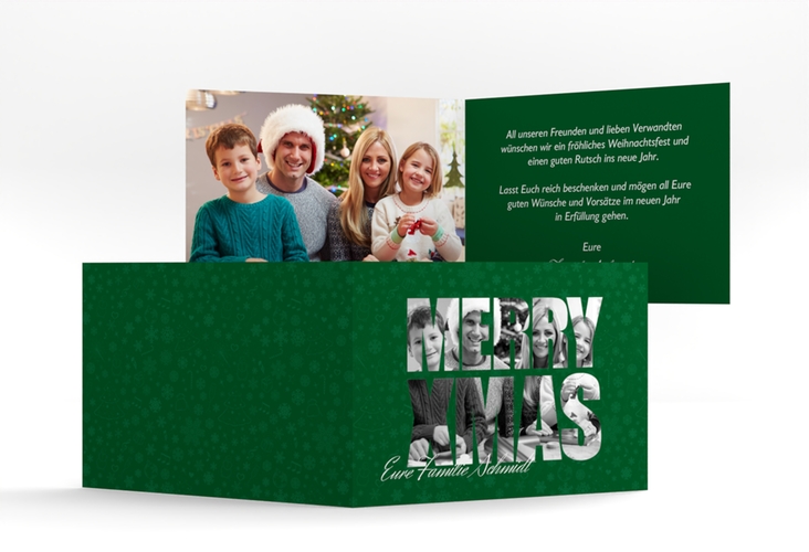 Weihnachtskarte Christmas A6 Klappkarte quer gruen modern zum selbst Gestalten