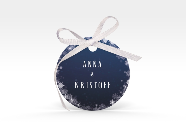 Geschenkanhänger Hochzeit Winterdream Geschenkanhänger, rund mit Eisblumen