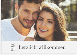 Klick: Details zu Willkommensschild Hochzeit "Minimal" anzeigen Willkommensschild Hochzeit "Minimal" 70 x 50 cm Leinwand weiss