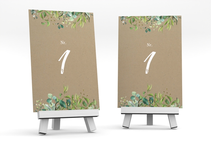 Tischnummer Hochzeit Natural Tischaufsteller Kraftpapier