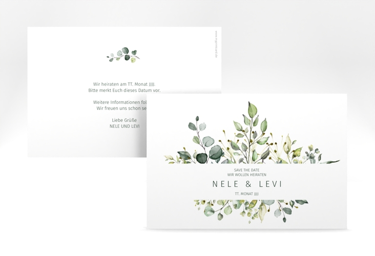 Save the Date-Karte Enchanting A6 Karte quer weiss hochglanz