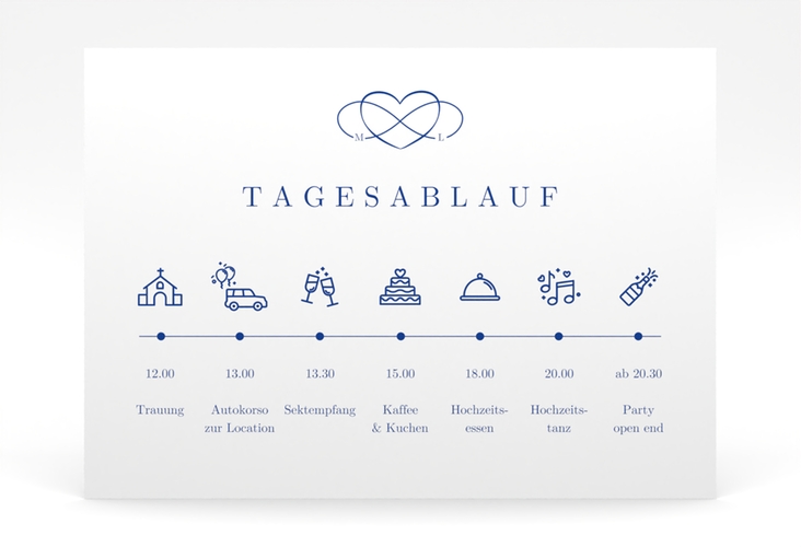 Tagesablauf Poster Hochzeit Infinity 70 x 50 cm Poster blau