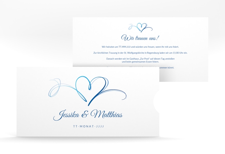 Hochzeitseinladung Envie Einsteckkarte blau hochglanz