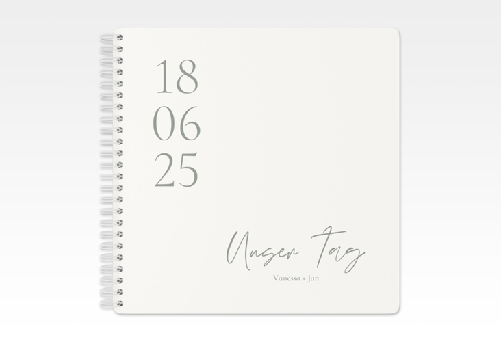 Gästebuch Hochzeit Day Ringbindung weiss mit Datum im minimalistischen Design