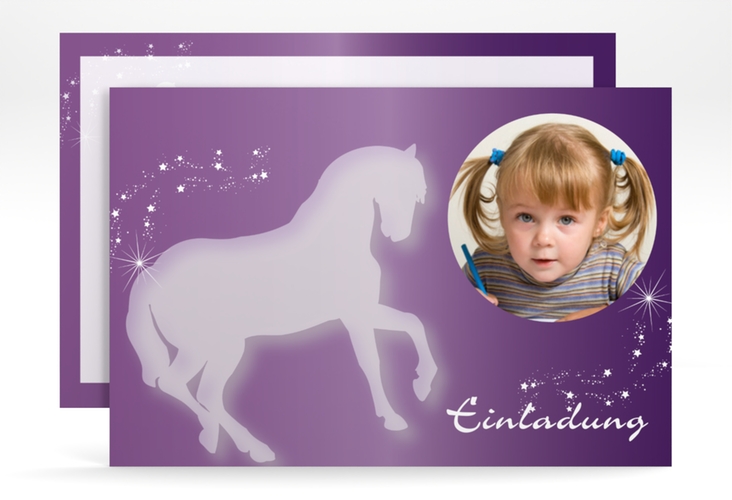 Einladungskarte Kindergeburtstag "Marie" DIN A6 quer mit Pferde-Motiv