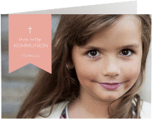 Kommunionseinladung Bliss A6 Klappkarte quer rosa