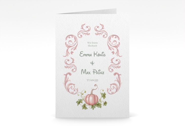 Einladungskarte Hochzeit Märchenhaft A6 Klappkarte hoch rosa