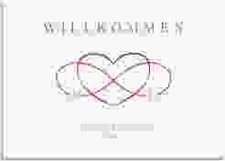 Willkommensschild Leinwand Infinity 70 x 50 cm Leinwand rot
