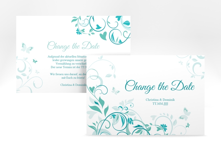 Change the Date-Karte Lilly A6 Karte quer tuerkis