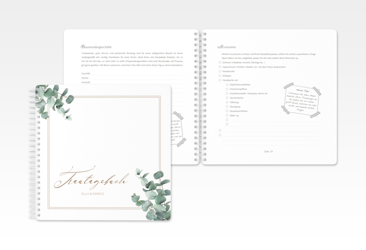 Trautagebuch Hochzeit Eucalypt Trautagebuch Hochzeit mit Eukalyptus und edlem Rahmen