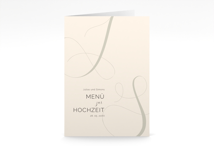 Menükarte Hochzeit Eheschließung A5 Klappkarte hoch beige