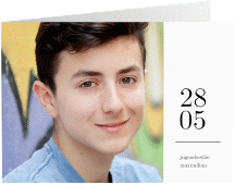 Klick: Details zu Einladung Jugendweihe "Classy" anzeigen Einladung Jugendweihe Classy A6 Klappkarte quer weiss