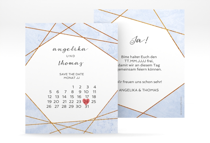Save the Date-Kalenderblatt Asymmetry Kalenderblatt-Karte blau