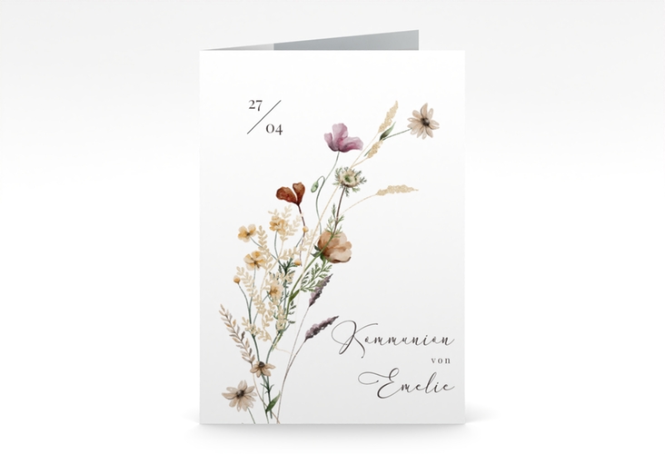 Kommunionseinladung Blumensegen A6 Klappkarte hoch