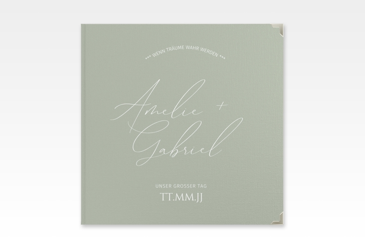 Gästebuch Selection Hochzeit Federschrift Leinen-Hardcover gruen in schlichtem Design mit Kalligrafie