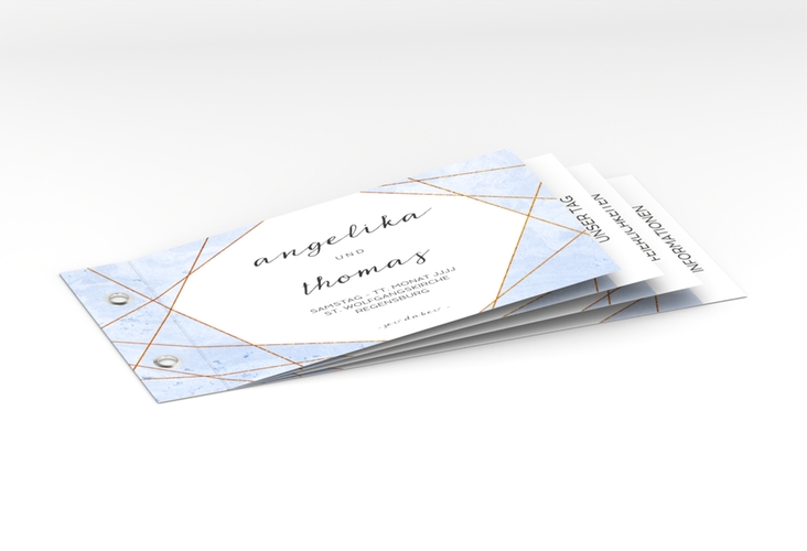 Hochzeitseinladung Asymmetry Booklet blau hochglanz