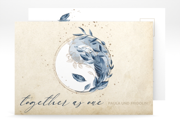 Save the Date-Postkarte YinYang A6 Postkarte beige im Vintage-Look